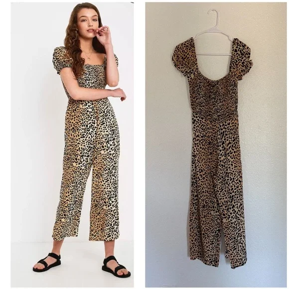 Faithfull The Brand Della Leopard Print Jumpsuit XS/2 - Picture 1 of 12
